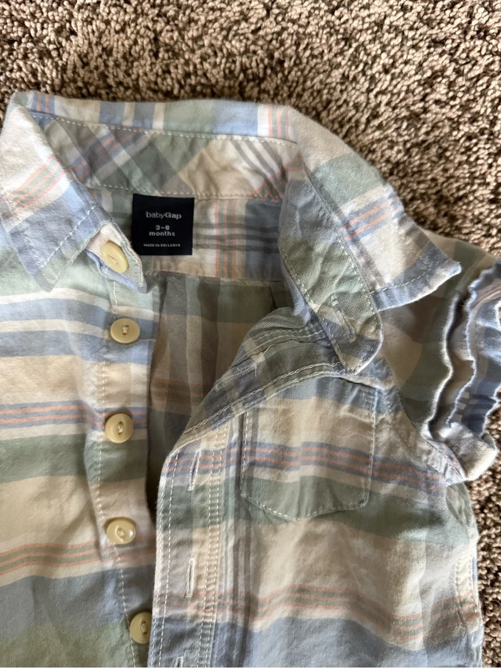 Baby boys gap 3-6 month Plaid Button-Front Shirt - Pastel Multi